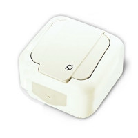 РОЗЕТКА VI-KO PALMIYE БЕЛАЯ 1-Я С/З С КРЫШКОЙ НАКЛАДНАЯ IP 54 (90555408)